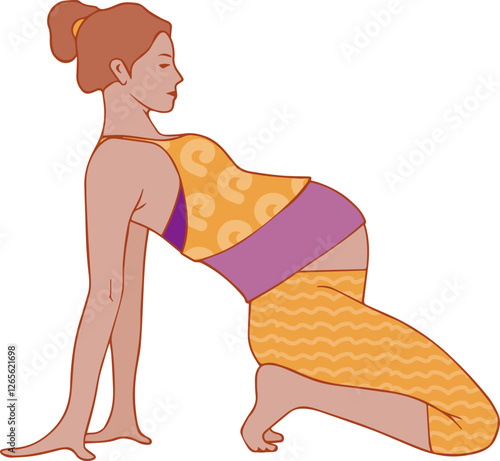 Illustration de yoga féminin et prénatal