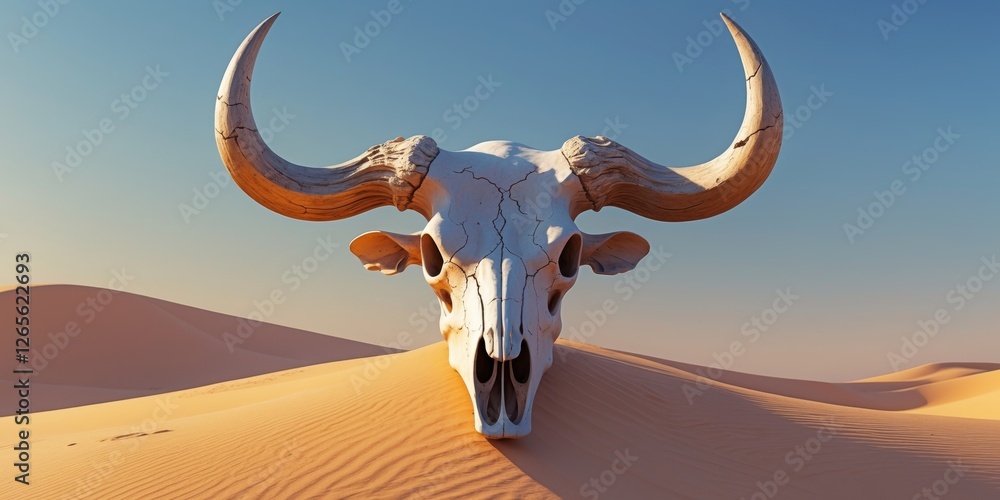Obraz premium a bull skull with horns in a desert area