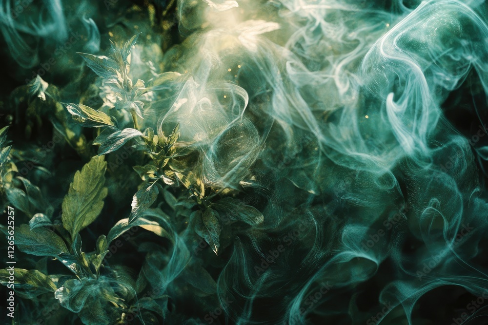 Obraz premium A mystical garden where plants grow in swirling, abstract patterns, glowing softly