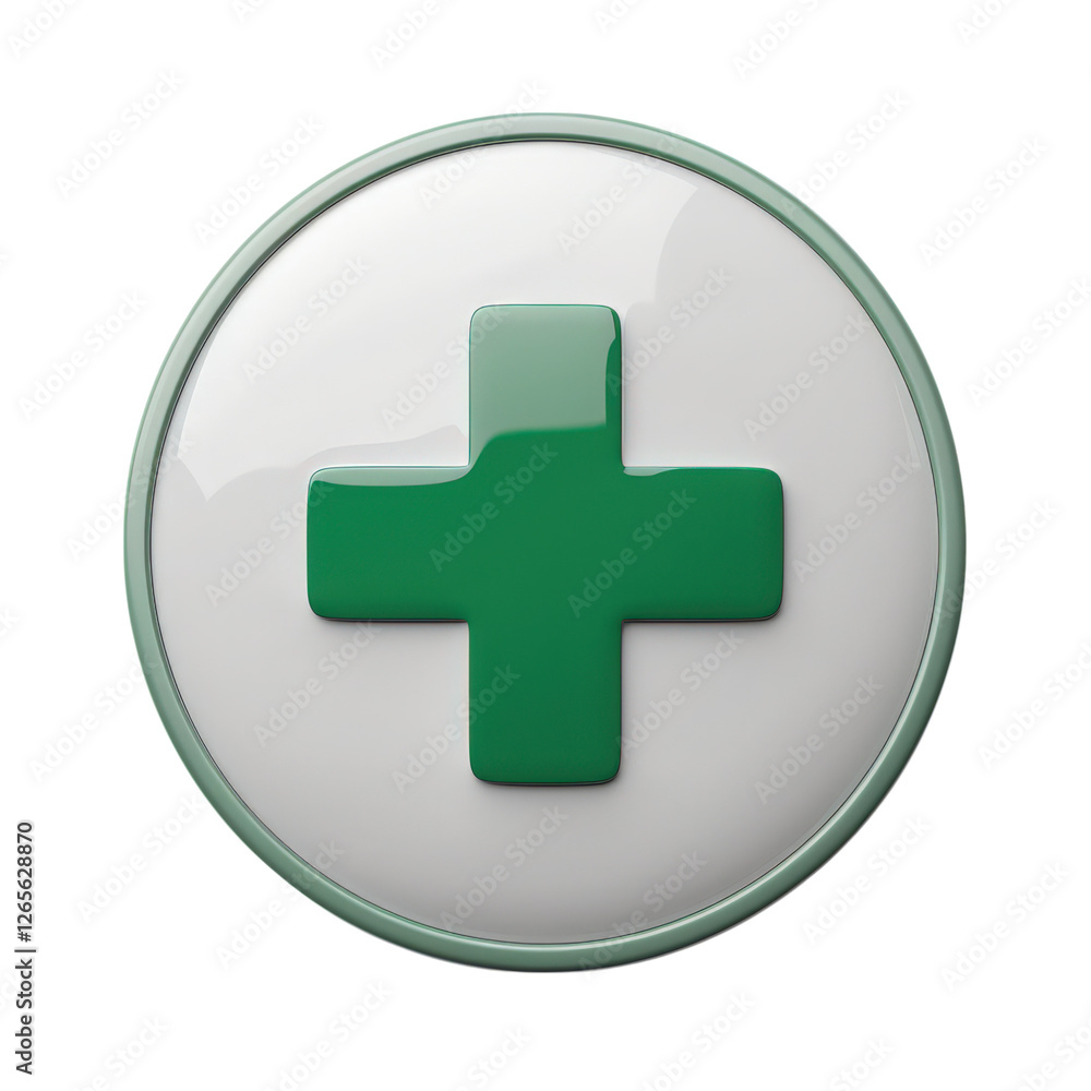 Green and White 3D Medical Health Icon Round PNG Green and White 3D Medical Health Icon Round PNG