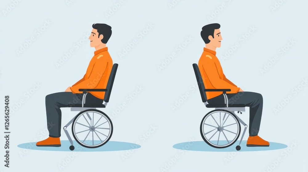 Person in Wheelchair Side View Illustration Person in Wheelchair Side View Illustration