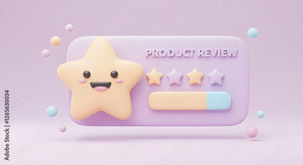 Cute Product Review Interface with Star Character and Progress Bar Cute Product Review Interface with Star Character and Progress Bar