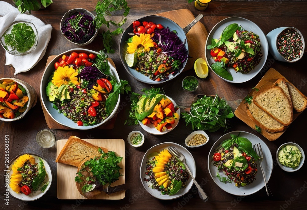 vibrant diverse array plant based meals showcasing abundance colors flavors healthy delight, appetizers, balance, bananas, bars, banquet, beans, bowls vibrant diverse array plant based meals showcasing abundance colors flavors healthy delight, appetizers, balance, bananas, bars, banquet, beans, bowls