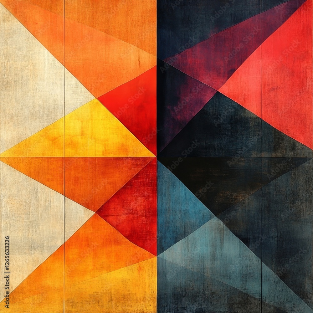 Fototapeta premium Abstract Geometric Art with Bold Colors and Dynamic Shapes Design