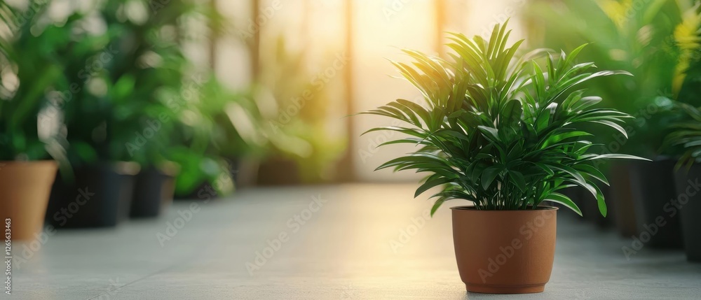 Fototapeta premium sustainable interior design with biophilic design and sustainability. Adaptive indoor gardens with smart irrigation reducing water consumption efficiently