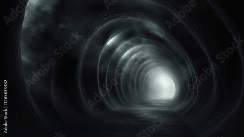Dark Futuristic Tunnel with Neon Lighting Effects