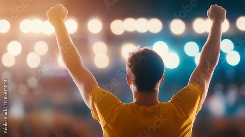 Athlete raising the hands