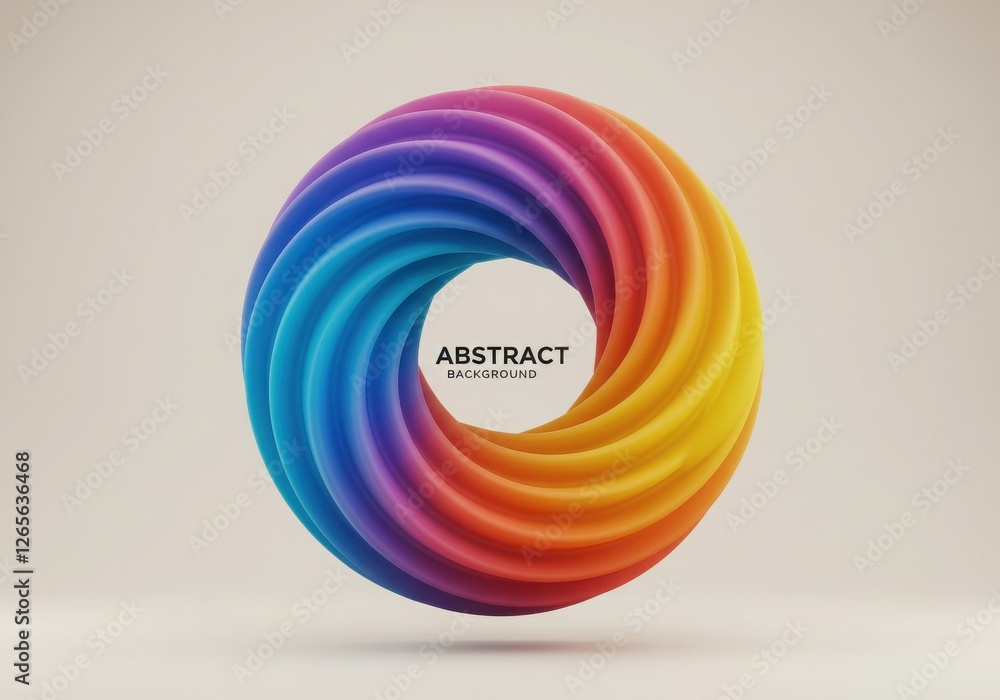 A dynamic abstract 3D-rendered design featuring a multi-colored twisted circular shape with smooth, flowing curves. A dynamic abstract 3D-rendered design featuring a multi-colored twisted circular shape with smooth, flowing curves.