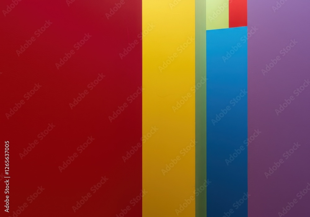 A vibrant and dynamic composition featuring colorful walls arranged in an abstract geometric pattern. A vibrant and dynamic composition featuring colorful walls arranged in an abstract geometric pattern.