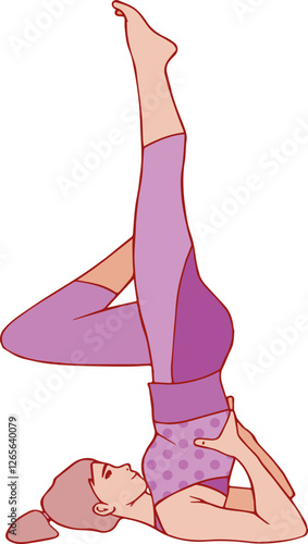 Femme qui fait la posture de la chandelle en yoga