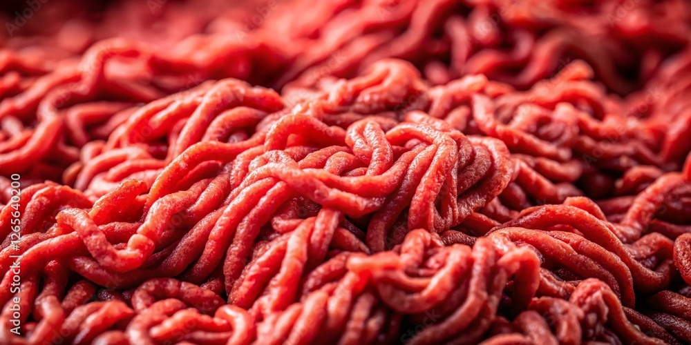 Close-up Macro Shot of Raw Minced Meat Texture, Culinary Background Close-up Macro Shot of Raw Minced Meat Texture, Culinary Background