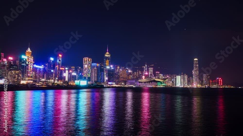 Wallpaper Mural Victoria Harbor Hong Kong - January 26, 2025, night view of Hong Kong Victoria Harbor City View, lamp on the building.
 Torontodigital.ca