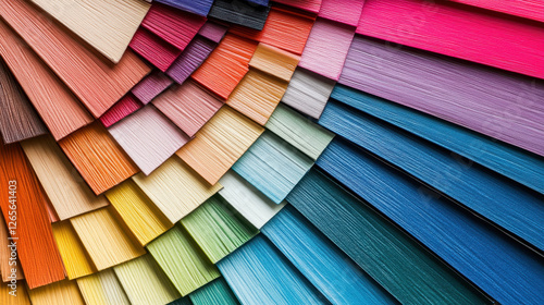 A vibrant and diverse collection of colorful texture samples showcasing a spectrum of shades and patterns arranged in a visually appealing and harmonious composition
