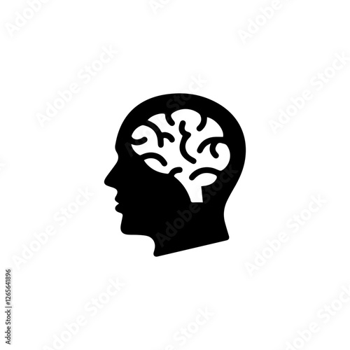 Human head with brain silhouette icon Vector