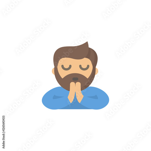 Man meditating with hands together Vector