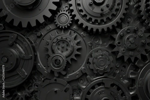 Wallpaper Mural Large system of metal engine gears wheels in connection. Neural network ai generated Torontodigital.ca