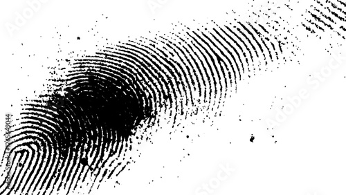 Detailed fingerprint on grunge background symbolizing identity verification. Vector black fingerprint on white Transparent background.