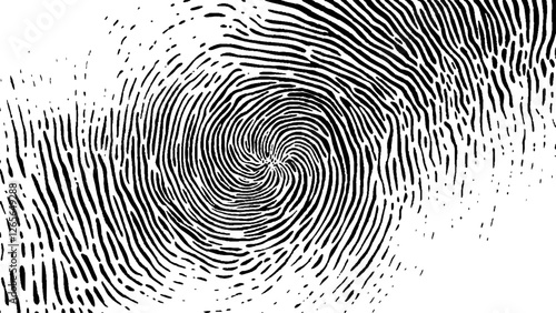 Black ink fingerprint image white background. Vector black fingerprint on white Transparent background.  A fingerprint on a transparent background. 