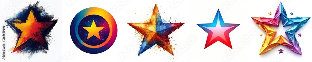 Diverse Artistic Star Designs Showcasing Color and Creativity Diverse Artistic Star Designs Showcasing Color and Creativity