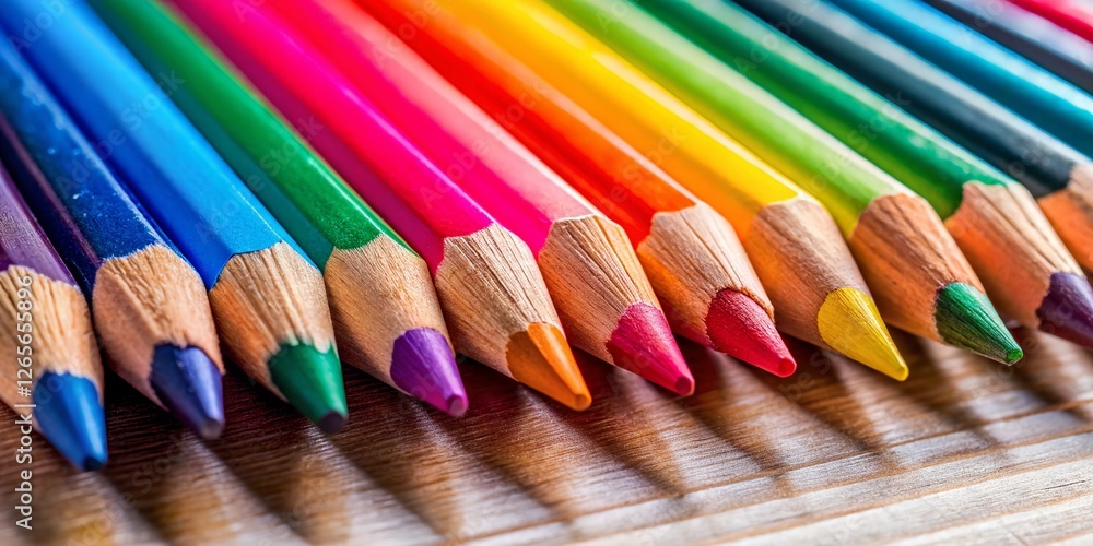 Colorful Pencils Close-Up: Vibrant Stationery Isolated on White Background Colorful Pencils Close-Up: Vibrant Stationery Isolated on White Background