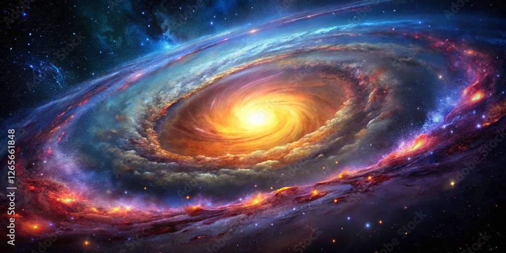 Cosmic Spiral Galaxy: Vibrant Stars and Nebula Dust Cosmic Spiral Galaxy: Vibrant Stars and Nebula Dust