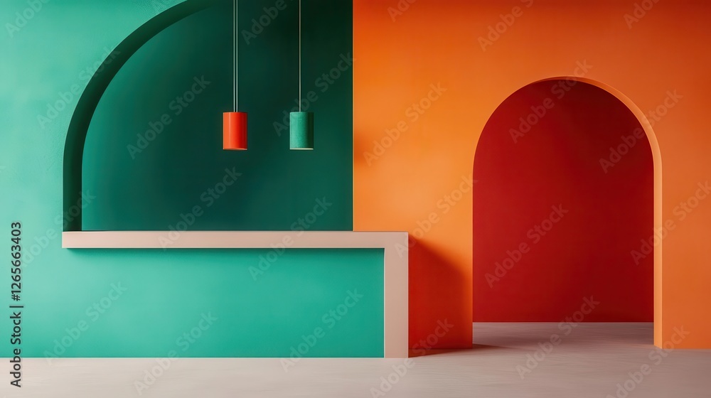 Avantgarde artistic twostory kitchen with asymmetrical designs, bold colors, and sculptural elements Avantgarde artistic twostory kitchen with asymmetrical designs, bold colors, and sculptural elements