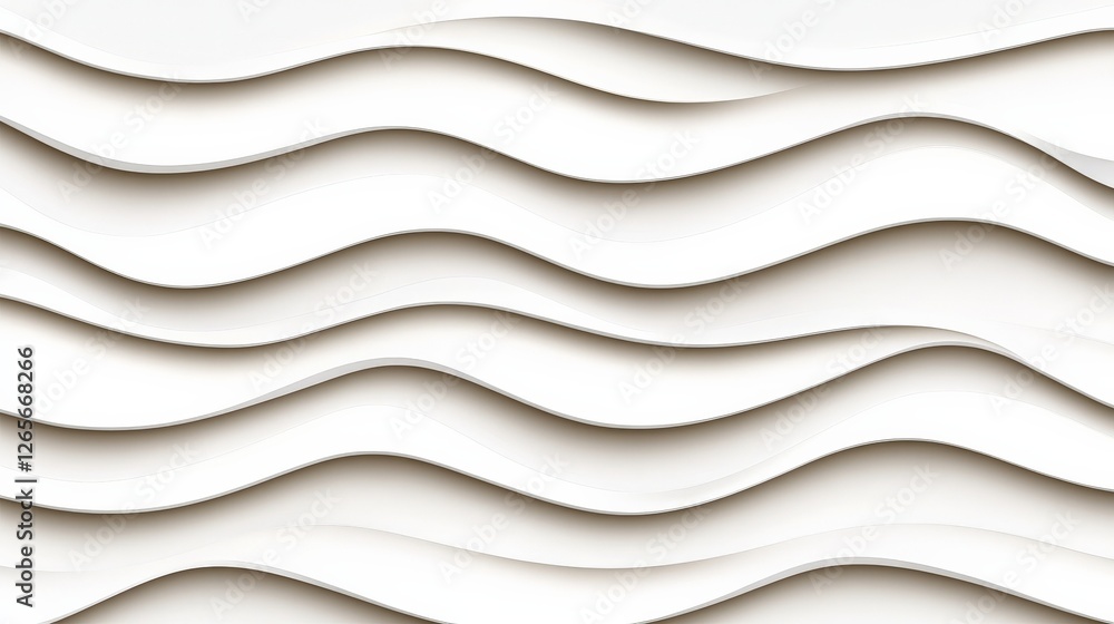 Dynamic 3D Illustration of Illuminated White Waves in Motion