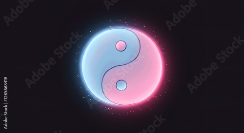 Wallpaper Mural Yin and Yang Symbol in Pink and Blue Color with Sparkles Torontodigital.ca