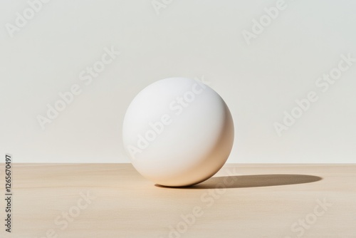 smooth white sphere resting on matte surface shadows forming delicate gradients around it photo