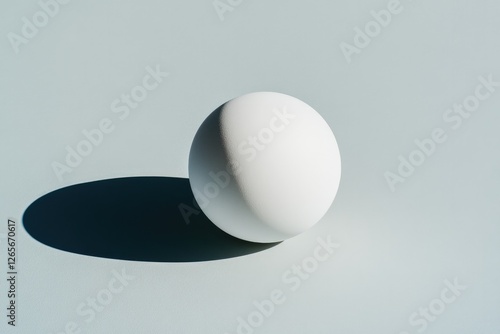 smooth white sphere resting on matte surface shadows forming delicate gradients around it photo