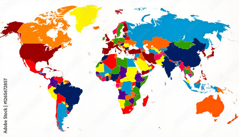 Fototapeta premium Colorful puzzle map of the world representing countries, global awareness