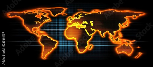 Wallpaper Mural Glowing world map on digital background. Torontodigital.ca