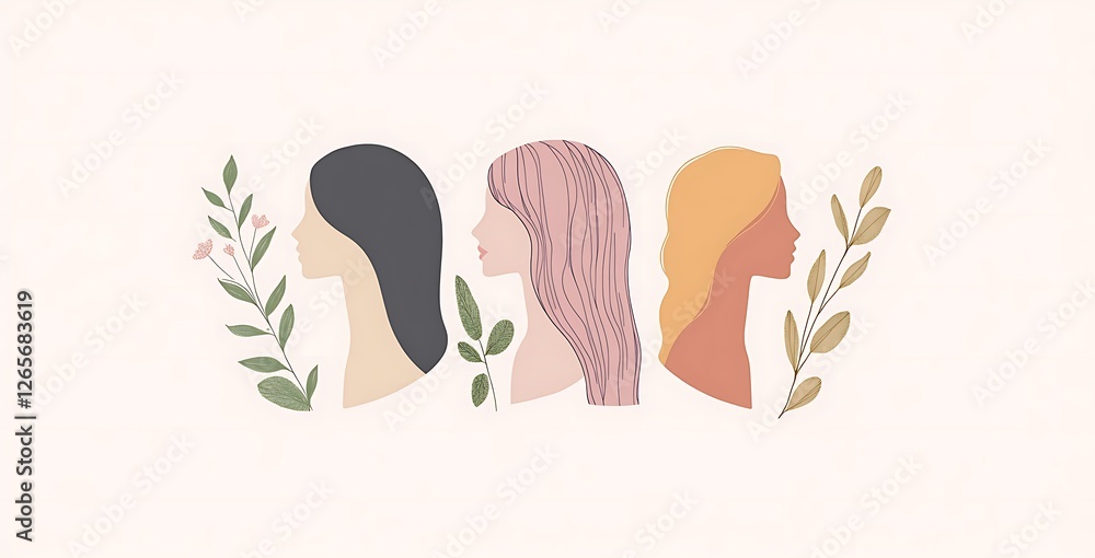 Fototapeta premium Minimalist line art set featuring three abstract female shapes