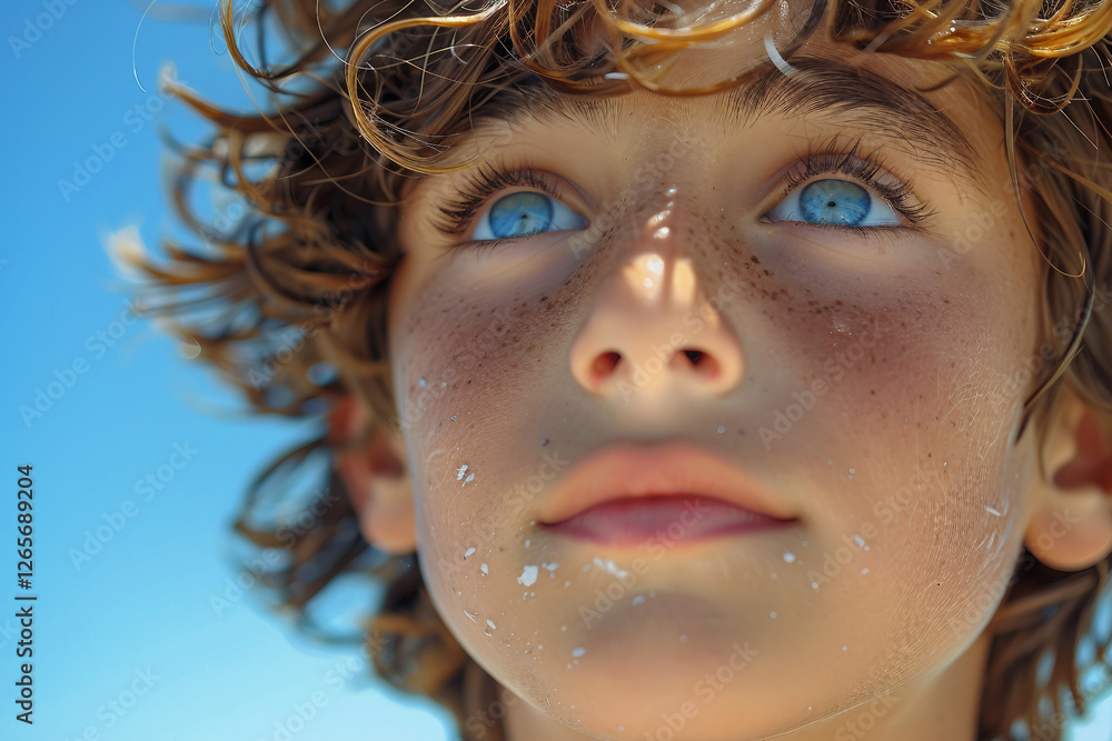 Generative AI Portrait of a Cute Baby Playing in Beach Water During Summer Vacation Generative AI Portrait of a Cute Baby Playing in Beach Water During Summer Vacation