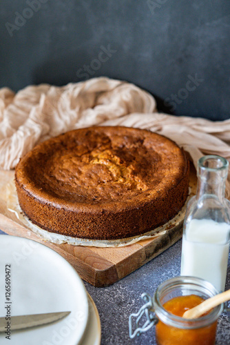 freshly baked homemade sponge cake 