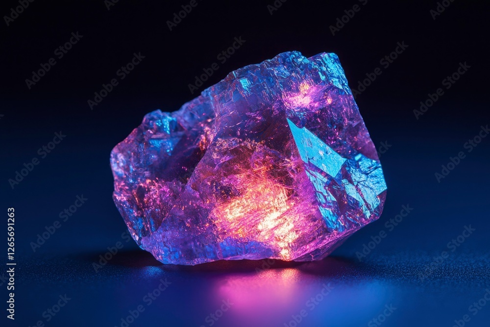 Translucent mineral with bright color changes under studio lighting for backgrounds