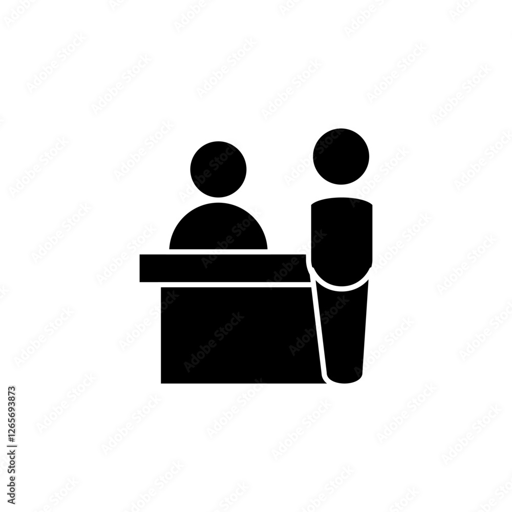 reception desk icon, customer service, simple flat style, illustration, logo sign symbol pictogram template, for ui or ux isolated on white for mobile app, editable reception desk icon, customer service, simple flat style, illustration, logo sign symbol pictogram template, for ui or ux isolated on white for mobile app, editable