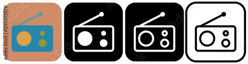 radio icon, simple flat style, illustration, logo sign symbol pictogram template, for ui or ux isolated on white for mobile app, editable