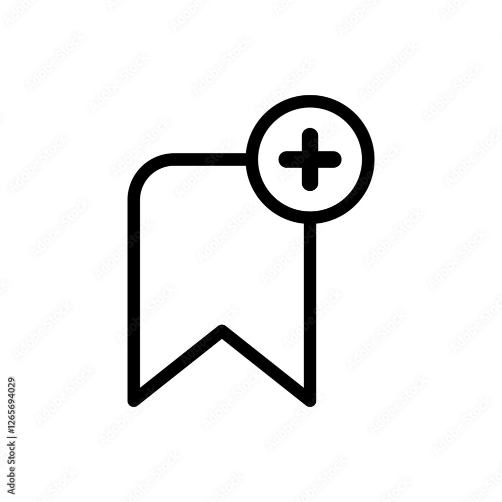 bookmark with plus sign icon, simple flat style, illustration, logo sign symbol pictogram template, for ui or ux isolated on white for mobile app, editable bookmark with plus sign icon, simple flat style, illustration, logo sign symbol pictogram template, for ui or ux isolated on white for mobile app, editable