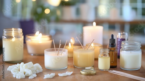 Create Relaxing Atmosphere at Home With a Cozy Candle Making Station Featuring Wax and Essential Oils