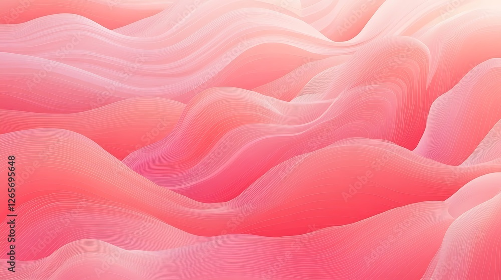 Fototapeta premium Red background, red ribbon waves, minimalist abstract vector background with curved lines and organic shapes