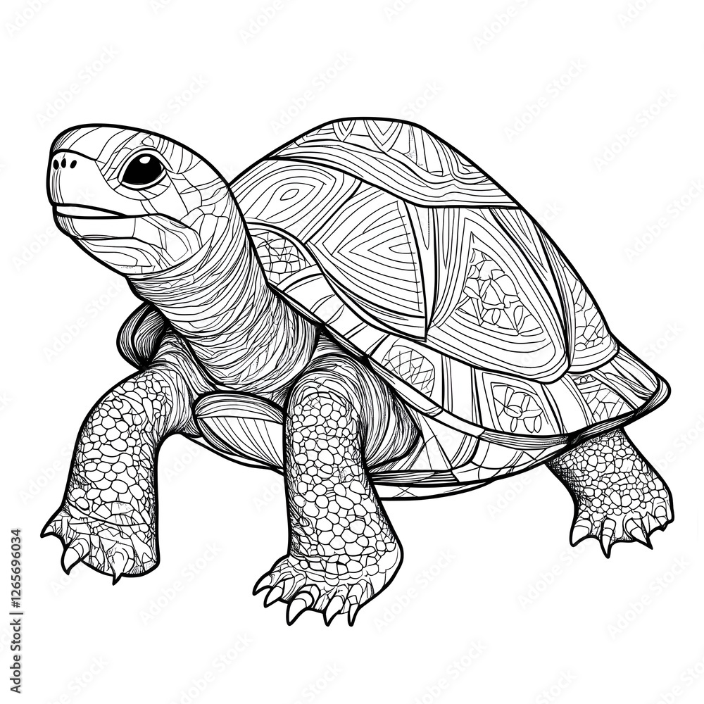 Fototapeta premium smiling turtle coloring book page