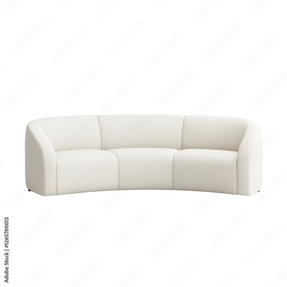 Fototapeta premium Curved white sofa on a white isolated background.