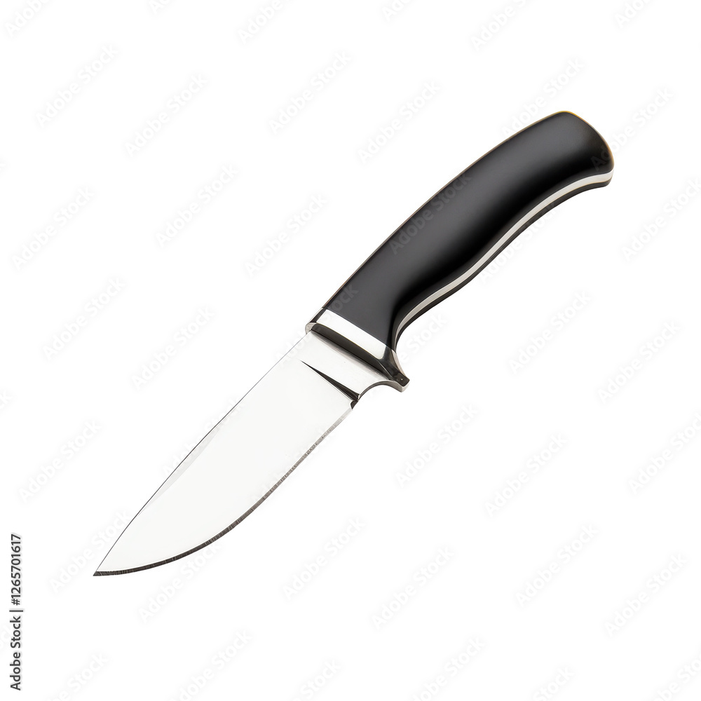 High-quality knife with a sleek black handle on a white isolated background. High-quality knife with a sleek black handle on a white isolated background.