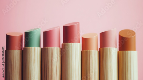 Obraz na płótnie Sustainable lipstick collection with natural packaging w salonie