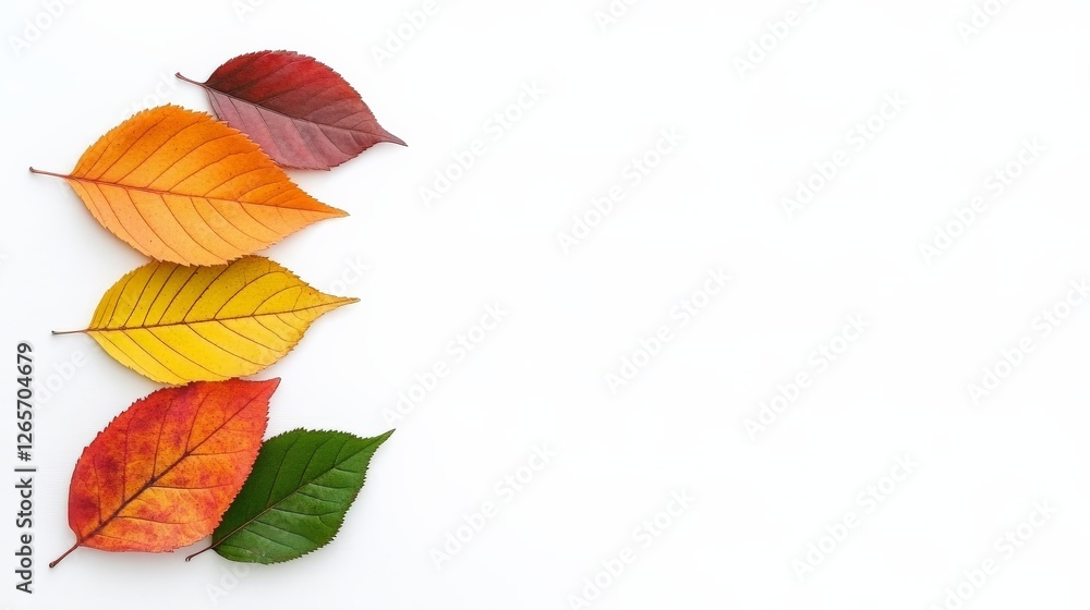 Obraz premium Autumn Leaves Displayed on White Background Capturing Nature's Palette