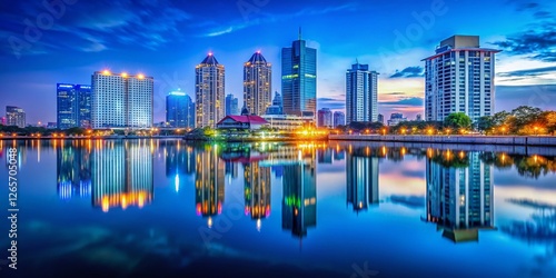 Depok & Semarang City Skylines: Blue Architectural Reflections - Indonesia photo