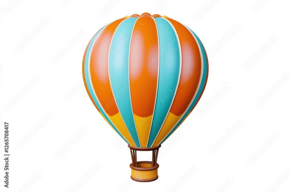 Naklejka premium 3D hot air balloon icon, modern and vibrant leisure flight design on white backdrop.