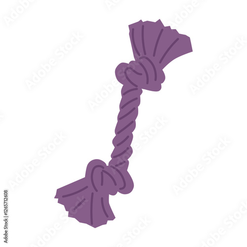 Chew toy, knotted rope for biting and playing. Pet accessory for jaw and teeth. Fun and entertaining tug for puppies.