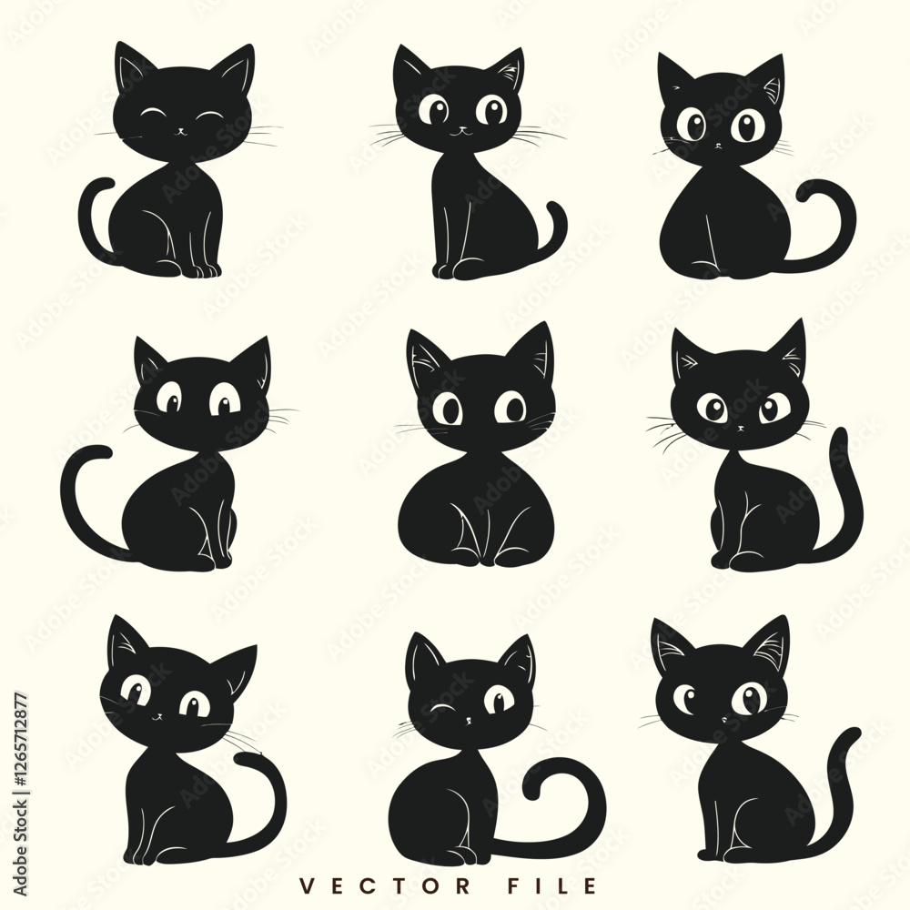 Fototapeta premium Editable Set Cat Illustration